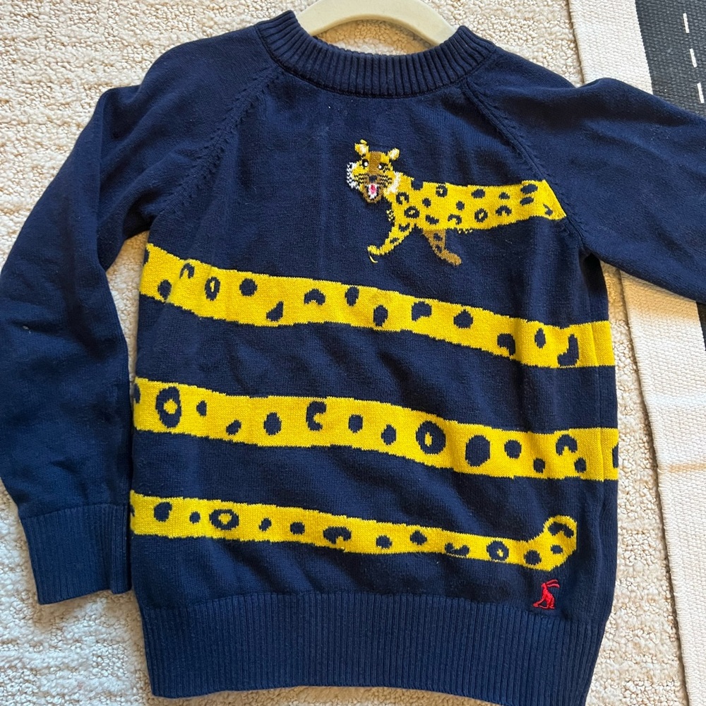 Joules Kids Navy & Yellow Leopard Sweater - Size 4Y (104cm)